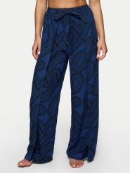 Triumph Spodnie materiałowe Beach MyWear 10222189 Granatowy Wide Leg. Niebieskie spodnie materiałowe damskie Triumph, bez wzorów, z materiału. Za 99.99 zł.