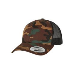 Czapka Trucker Flexfit Retro. Brązowe czapki damskie FLEXFIT, bez wzorów, z bawełny. Za 67.65 zł.