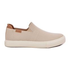 Trampki Damskie Slip-On Big Star RR274721 Beżowe beżowy. Brązowe trampki damskie bez wzorów, z gumy, bez zapięcia. Za 224.56 zł.