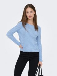 ONLY Sweter w kolorze błękitnym rozmiar: M. Niebieskie swetry klasyczne damskie Only, m, ze splotem, bez kołnierzyka. Za 69.99 zł.