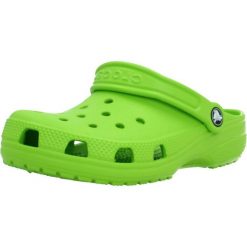 Sandały CROCS CLASSIC CLOG K Zielony. Zielone sandały damskie Crocs, bez wzorów, z materiału, bez obcasa, bez zapięcia. Za 188.99 zł.