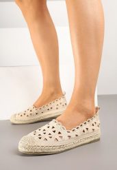 Beżowe Ażurowe Espadryle Ozdobione Plecionką Nelmio. Brązowe espadryle damskie Renee, z aplikacjami, bez obcasa, na płaskiej podeszwie. Za 59.99 zł.