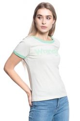 DAMSKI T-SHIRT WRANGLER RINGER TEE ALMOST AQUA W7N0EVG11 112131952. T-shirty damskie Wrangler, s, bez wzorów, bez kołnierzyka. Za 69.99 zł.