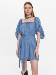 Pinko Sukienka codzienna 100808 A0G5 Niebieski Regular Fit. Niebieskie sukienki damskie Pinko, bez wzorów, z lyocellu, bez ramiączek. Za 1,349.00 zł.