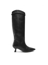 Patrizia Pepe Kozaki 2Y0023/L078-K103 Czarny. Czarne kozaki damskie Patrizia Pepe, ze skóry, bez obcasa, na szpilce, bez zapięcia. Za 2,199.00 zł.