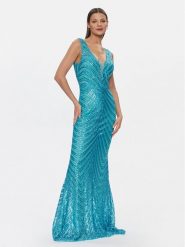 Fracomina Sukienka wieczorowa FQ24SD3029W66701 Turkusowy Slim Fit. Niebieskie sukienki damskie Fracomina, bez wzorów, z syntetyku, wizytowe, bez ramiączek. Za 1,389.00 zł.