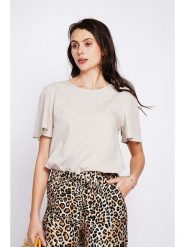 Le Jardin du Lin Bluzka w kolorze kremowym rozmiar: 38. Brązowe bluzki damskie Le jardin du lin, bez wzorów, klasyczne, bez kołnierzyka, bez ramiączek. Za 144.58 zł.