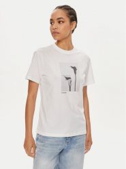 Calvin Klein T-Shirt B&W Flower K20K207579 Biały Regular Fit. Białe t-shirty damskie Calvin Klein, l, bez wzorów, z bawełny, bez kołnierzyka. Za 279.99 zł.