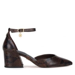 Czółenka Nine West. Brązowe czółenka damskie Nine West, bez wzorów, bez obcasa. Za 229.99 zł.