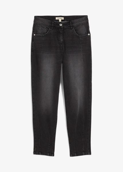 Dżinsy typu barrel, mid waist. Czarne jeansy damskie bonprix. Za 122.99 zł.