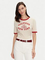Tommy Hilfiger T-Shirt Varsity Ringer WW0WW42585 Beżowy Regular Fit. Brązowe t-shirty damskie Tommy Hilfiger, xs, bez wzorów, z wiskozy, bez kołnierzyka. Za 179.99 zł.
