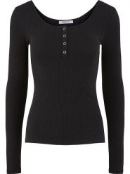 Pieces Koszulka "Kitte" w kolorze czarnym rozmiar: XL. Czarne bluzki damskie Pieces, xl, bez wzorów, prążkowane, bez kołnierzyka, bez ramiączek. Za 55.95 zł.