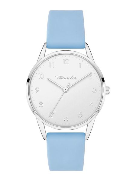 Tamaris Zegarek kwarcowy w kolorze srebrno-błękitno-białym rozmiar: onesize. Niebieskie, analogowe zegarki damskie Tamaris, metalowe. Za 126.45 zł.