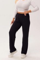 Czarne spodnie bambusowe Marlene z prostą nogawką PLUS SIZE XXL OVERSIZE WIOSNA LATO. Czarne spodnie materiałowe damskie Moda Size Plus Iwanek, bez wzorów, z dzianiny, krótkie. Za 179.90 zł.