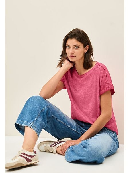 Cecil Koszulka w kolorze różowym rozmiar: XL. Różowe koszulki damskie Cecil, xl, bez wzorów, z bawełny, bez kołnierzyka, bez ramiączek. Za 74.28 zł.