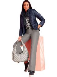 Heine Kurtka pikowana w kolorze granatowym rozmiar: 44. Niebieskie kurtki damskie Heine, bez wzorów, prążkowane, bez kaptura. Za 162.49 zł.