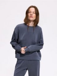 Bluza z modalem - ciemnoszary. Szare bluzy damskie Reserved, l, bez wzorów, z dzianiny, bez kaptura. Za 109.99 zł.