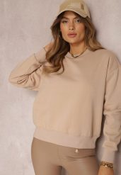 Ciemnobeżowa Bluza z Polarową Podszewką Heseh. Brązowe bluzy damskie Renee, na zimę, xl, bez wzorów, z dzianiny, bez kaptura. Za 54.99 zł.