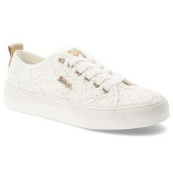 Trampki damskie Lee Cooper, cholewka z materiału tekstylnego koronkowego wiązanie z przodu metalowe oczka na grubszej podeszwie, białe, LCW-26-02-406. Białe trampki damskie Lee Cooper, bez wzorów, z koronki, bez zapięcia. Za 129.00 zł.