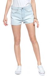 DAMSKIE SPODENKI WRANGLER THE SHORT ICY BLUE W27XVA243 112128210. Niebieskie szorty damskie Wrangler, bez wzorów, z jeansu. Za 129.99 zł.