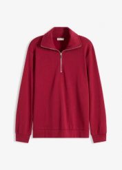 Sweter oversize ze stójką z zamkiem. Niebieskie swetry klasyczne damskie bonprix, bez kołnierzyka. Za 94.99 zł.