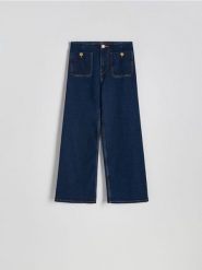 Jeansy culotte - granatowy. Niebieskie jeansy damskie Reserved. W wyprzedaży za 99.99 zł.