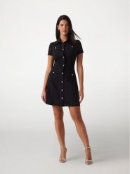 Guess Sukienka koszulowa W5GK70 KCBO2 Czarny Regular Fit. Czarne sukienki damskie Guess, z aplikacjami, z syntetyku, bez ramiączek. Za 499.99 zł.