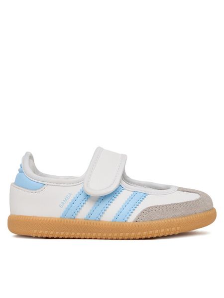 Adidas Baleriny Samba Jane C JQ9322 Biały. Białe baleriny dziewczęce Adidas, bez wzorów, ze skóry, bez obcasa, bez zapięcia. Za 160.99 zł.