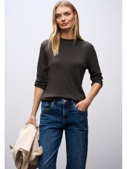 Street One Koszulka w kolorze brązowym rozmiar: 36. Brązowe koszulki damskie Street One, bez wzorów, bez kołnierzyka, bez ramiączek. Za 78.66 zł.