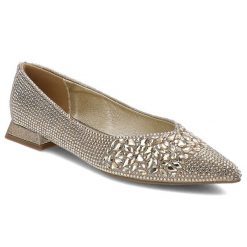 Złote Baleriny Menbur Eleganckie Błyszczące Obuwie Damskie. Żółte kozaki damskie Menbur, ze szpiczastym noskiem, bez obcasa, na obcasie, bez zapięcia. Za 389.00 zł.