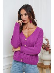 So Cachemire Kardigan "Laem" w kolorze fioletowym rozmiar: L. Różowe kardigany damskie So Cachemire, l, bez wzorów, z kaszmiru. Za 209.82 zł.