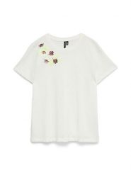 Vero Moda Koszulka w kolorze białym rozmiar: M. Białe bluzki damskie Vero Moda, m, bez wzorów, z bawełny, bez kołnierzyka, bez ramiączek. Za 75.34 zł.