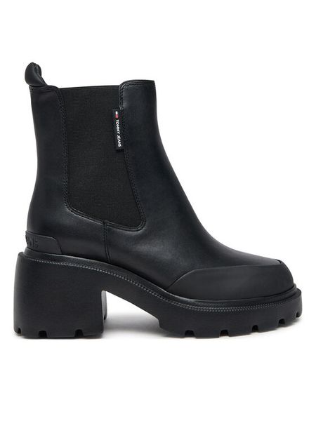 Tommy Jeans Botki Tjw Mid Heel Chelsea Boot EN0EN02681 Czarny. Czarne botki damskie Tommy Jeans, z jeansu, bez obcasa, na słupku, bez zapięcia. Za 489.99 zł.