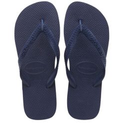 Klapki Havaianas Top. Niebieskie klapki damskie Havaianas, bez wzorów, z gumy, bez obcasa, bez zapięcia. Za 156.50 zł.