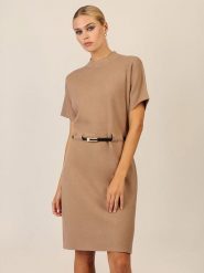 APART Sukienka dzianinowa w kolorze karmelowym rozmiar: 34. Brązowe sukienki damskie Apart, bez wzorów, z dzianiny, bez ramiączek. Za 230.99 zł.