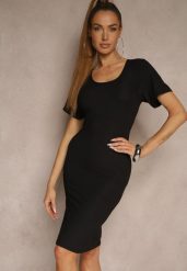 Czarna Basicowa Sukienka z Bawełną Lumaselle. Czarne sukienki damskie Renee, bez wzorów, z bawełny, klasyczne, bez ramiączek. W wyprzedaży za 47.99 zł.