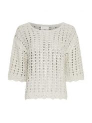 MOSS COPENHAGEN Sweter "Fairyn" w kolorze kremowym rozmiar: M/L. Brązowe swetry klasyczne damskie Moss Copenhagen, l, z bawełny, bez kołnierzyka. Za 165.71 zł.