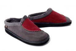 MANITU 320021-09 gris/bordeaux, kapcie damskie. Czerwone kapcie damskie Manitu. Za 239.90 zł.
