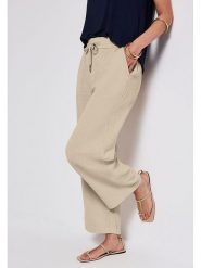 Street One Spodnie w kolorze beżowym rozmiar: W40/L28. Brązowe spodnie materiałowe damskie Street One, bez wzorów, z bawełny. Za 91.99 zł.