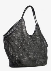 Torebka z siateczki z wyjmowaną szaszetką wewnętrzną. Czarne shopper bag bonprix, bez wzorów, bez dodatków. Za 114.99 zł.