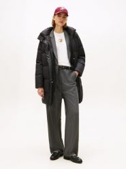 Tommy Hilfiger płaszcz puchowy Kobiety Sztuczne włókno czarny, XL. Czarne płaszcze damskie Tommy Hilfiger, xl, bez wzorów, z puchu, bez kaptura. Za 949.95 zł.