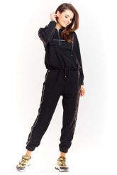 Czarna Krótka Bluza z Kapturem z Błyszczącą Tasiemką. Czarne bluzy damskie Infinite You, l, bez wzorów, z bawełny, z kapturem. Za 194.90 zł.