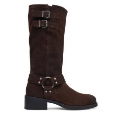 Oficerki Tommy Jeans. Brązowe kozaki damskie Tommy Jeans, z jeansu, bez obcasa, na płaskiej podeszwie, bez zapięcia. Za 949.99 zł.
