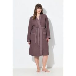 Damskie Szlafrok kołnierz szalowy pasek pika waflowa długi rękaw. Brązowe szlafroki damskie Ulla Popken, bez wzorów, z bawełny, bez kaptura. Za 279.99 zł.
