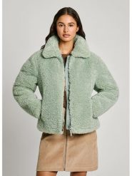 Pepe Jeans Kurtka pluszowa w kolorze jasnozielonym rozmiar: XL. Zielone kurtki damskie Pepe Jeans, xl, bez wzorów, z jeansu, bez kaptura. Za 386.53 zł.