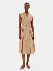 Marella Sukienka letnia Ossola 2513221172200 Brązowy Regular Fit. Brązowe sukienki damskie Marella, bez wzorów, z bawełny, bez ramiączek. Za 1,299.00 zł.
