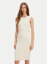 Guess Sukienka codzienna W5YK27 KAQL2 Écru Regular Fit. Sukienki damskie Guess, z aplikacjami, bez ramiączek. Za 439.99 zł.