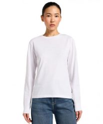 DAMSKA KOSZULKA LEE LS TWIN PACK WHITE, BLACK 112356761. Białe bluzki damskie Lee, m, bez wzorów, bez kołnierzyka, bez ramiączek. Za 129.99 zł.