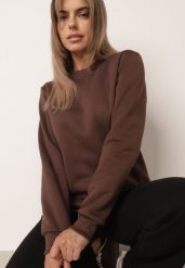 Brązowa Bluza Klasyczna z Polarową Podszewką Embri. Brązowe bluzy damskie Born2be, l, z aplikacjami, z jeansu, bez kaptura. Za 49.99 zł.