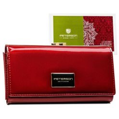 Portfel damski Peterson PTN PH24-FO-1-SH czerwony. Czerwone portfele damskie Peterson, bez wzorów, ze skóry. Za 86.99 zł.